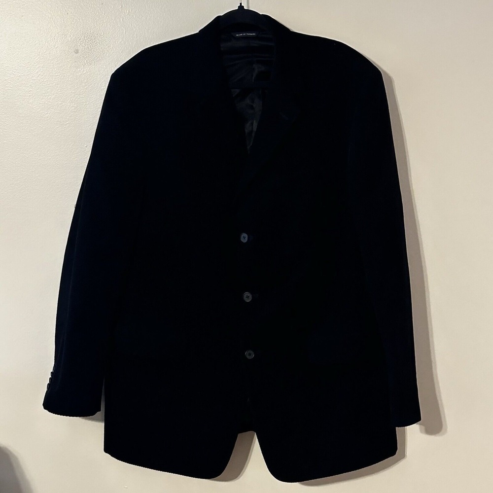Banana Republic Black Mens Sports‎ Coat Curdoroy Blazer Pockets Size 44R *READ*